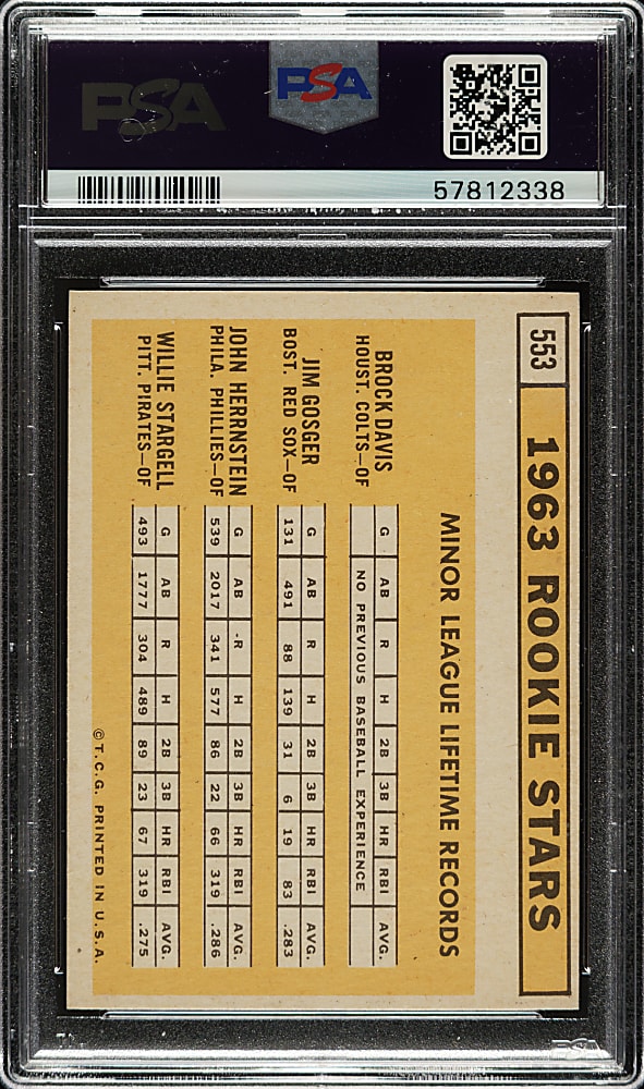 1963 Topps #553 Willie Stargell Rookie PSA EX-MT 6
