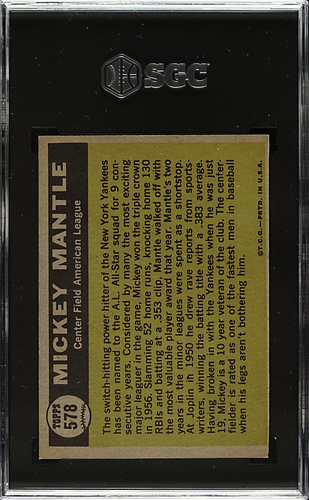 1961 Topps #578 Mickey Mantle All-Star SGC EX 5