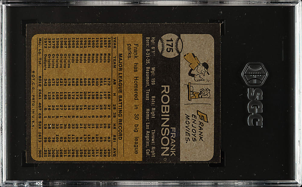 1973 Topps #175 Frank Robinson SGC MINT 9