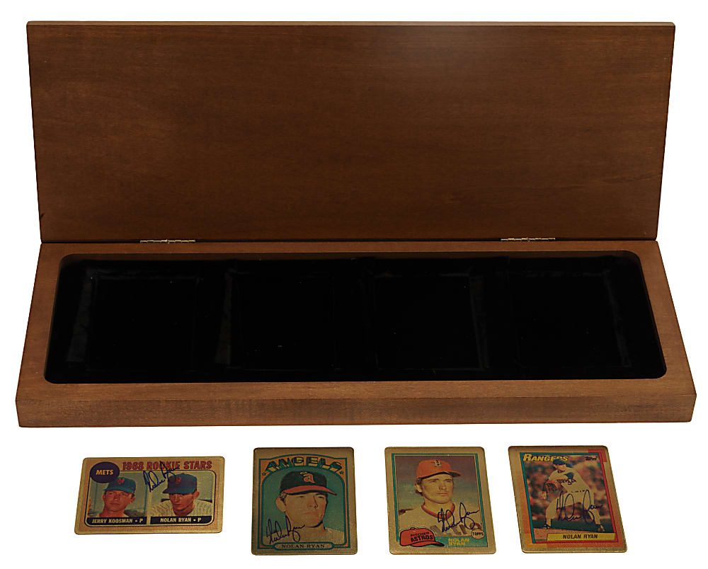 Signed Circa 1990s R&N China Topps Porcelain Nolan Ryan Collection (4) - JSA