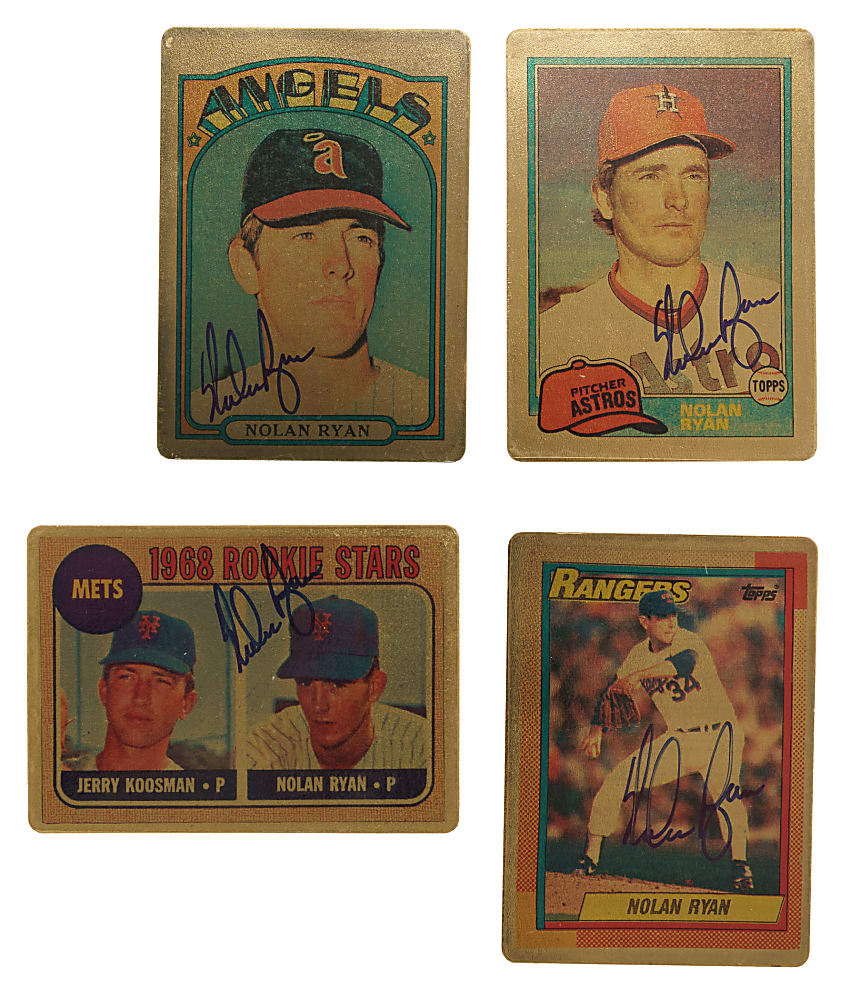 Signed Circa 1990s R&N China Topps Porcelain Nolan Ryan Collection (4) - JSA