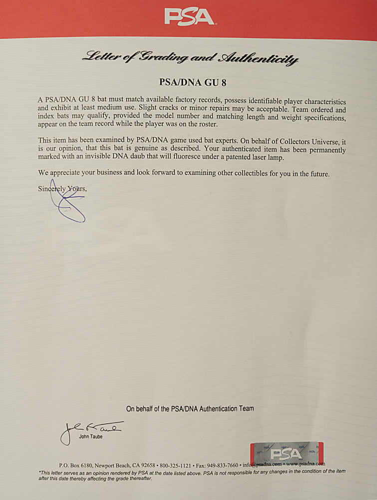 1925-1928 Jack Fournier Brooklyn Robins/Boston Braves Game-Used Bat PSA/DNA GU 8