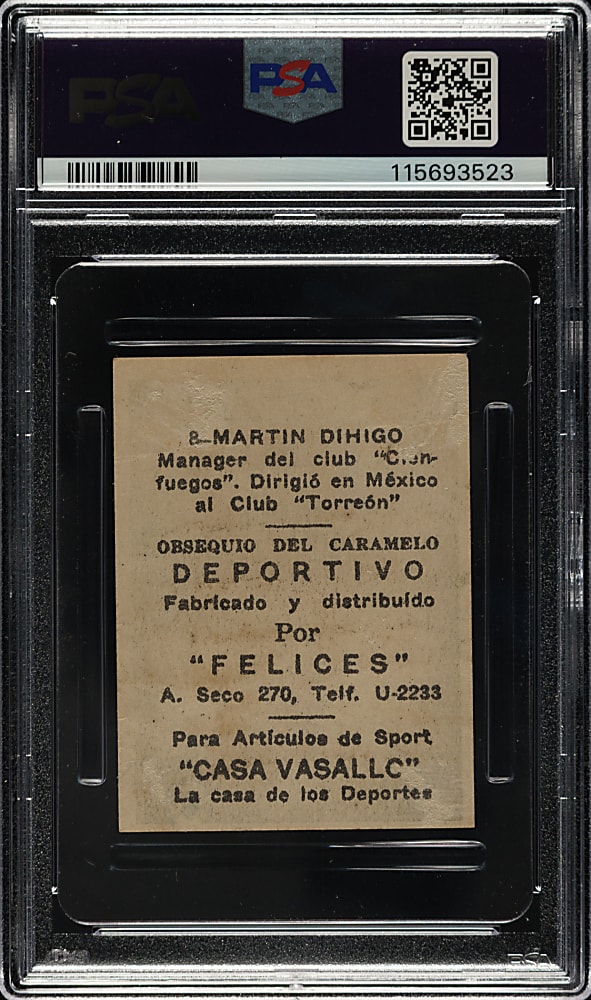 1946-1947 Caramelo Deportivo #8 Martin Dihigo PSA Authentic