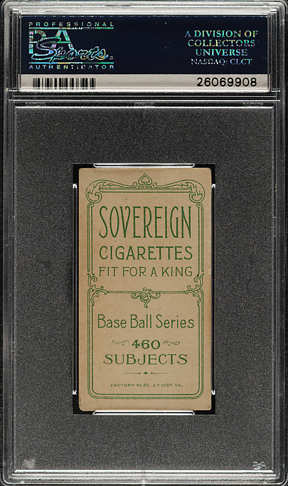 1909-1911 T206 White Border Joe Tinker Bat on Shoulder PSA VG 3 - Sovereign 460 Back