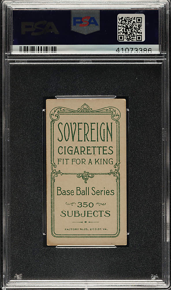 1909-1911 T206 White Border Lucky Wright PSA EX-MT 6 - Sovereign 350 Back