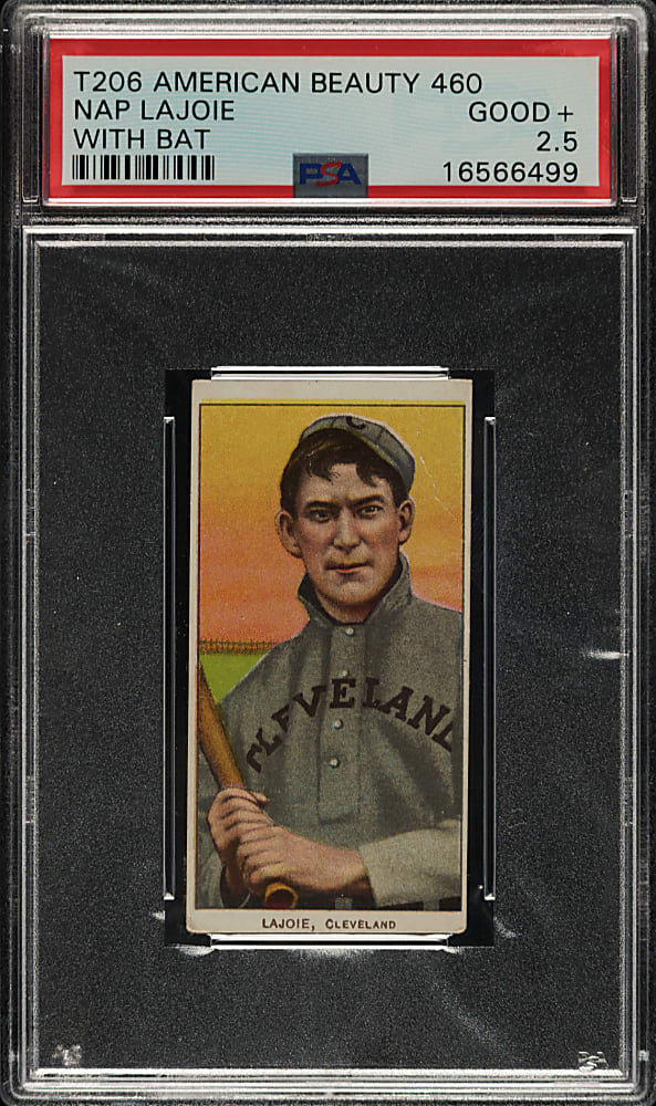 1909-1911 T206 White Border Nap Lajoie with Bat PSA GOOD+ 2.5 - American Beauty 460 Back
