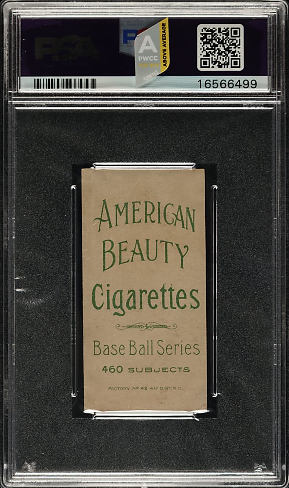 1909-1911 T206 White Border Nap Lajoie with Bat PSA GOOD+ 2.5 - American Beauty 460 Back