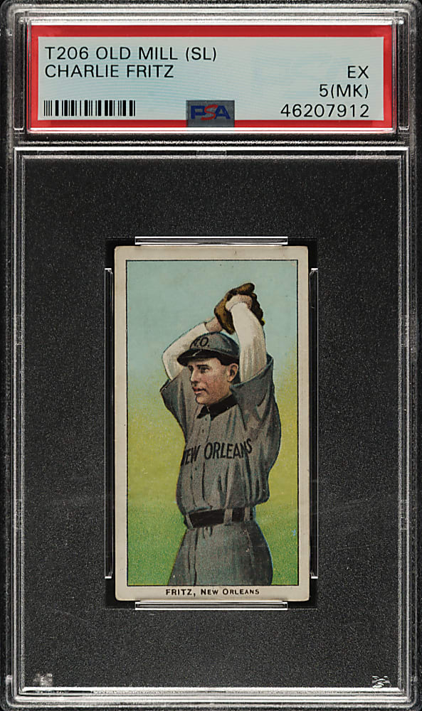 1909-1911 T206 White Border Charlie Fritz Southern Leaguer PSA EX 5 (MK) - Old Mill Back