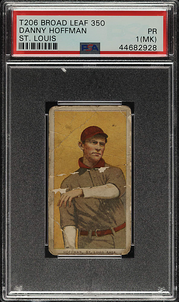 1909-1911 T206 White Border Danny Hoffman PSA POOR 1 (MK) - Broad Leaf 350 Back