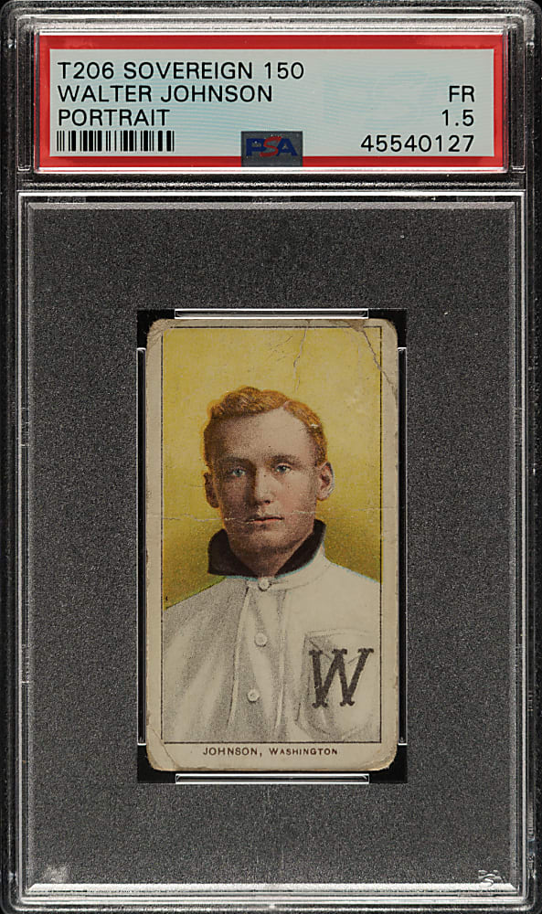 1909-1911 T206 White Border Walter Johnson Portrait PSA FAIR 1.5 - Sovereign 150 Back