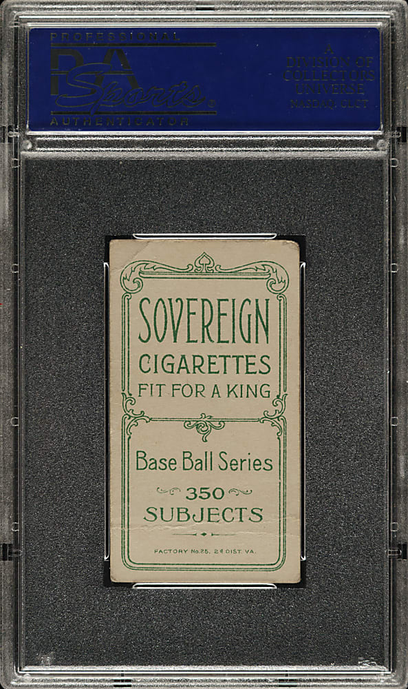 1909-1911 T206 White Border Christy Mathewson Portrait PSA VG 3 - Sovereign 350 Back