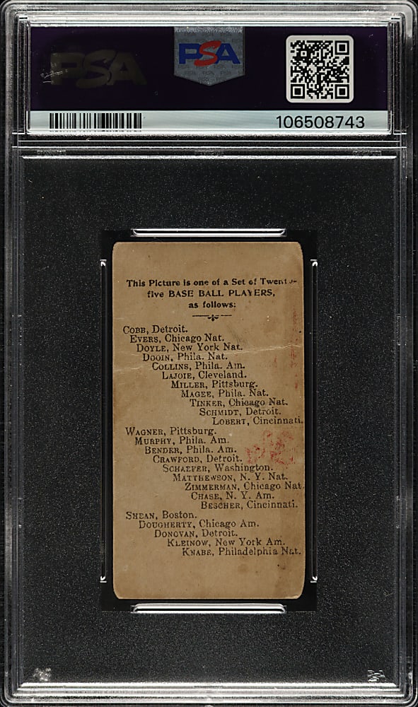 1909 E102 Anonymous "Set of 25" Honus Wagner Batting PSA Authentic