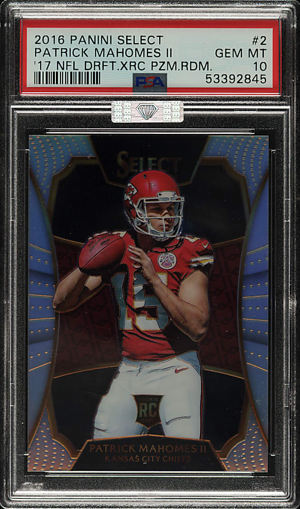 2016 Panini Select Football 2017 Draft Prizm Redemption #2 Patrick Mahomes II Rookie PSA GEM MINT 10 (MBA Silver Diamond)