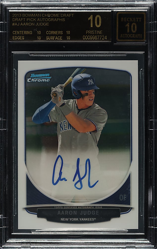 2013 Bowman Chrome Draft Pick Autographs #BCA-AJ Aaron Judge Rookie BGS PRISTINE 10 with GEM MINT 10 Signature