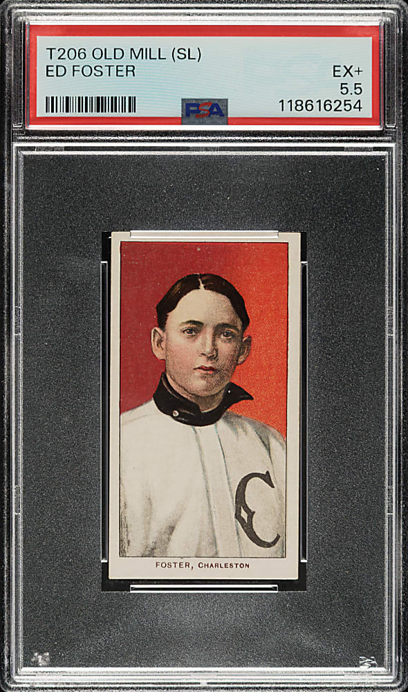 1909-1911 T206 White Border Ed Foster Southern Leaguer PSA EX+ 5.5 - Old Mill Back