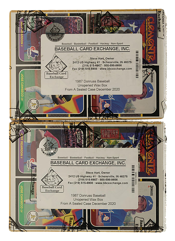 1987 Donruss Leaf Unopened Wax Box Pair (2 Boxes, 72 Packs) - BBCE - From a Sealed Case (FASC)
