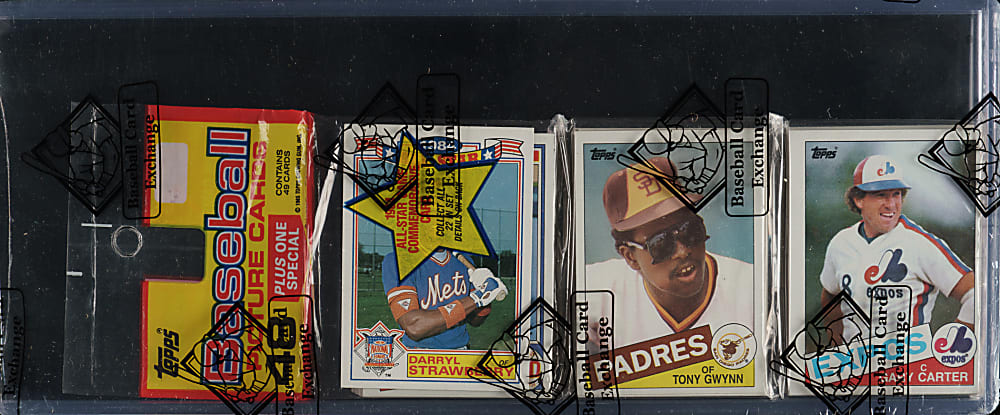 1985 Topps Unopened Rack Pack - Tony Gwynn and Gary Carter on Top - BBCE