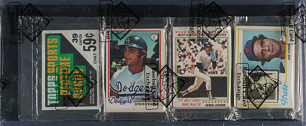 1978 Topps Unopened Rack Pack - Reggie Jackson RB and Joe Torre on Top - BBCE
