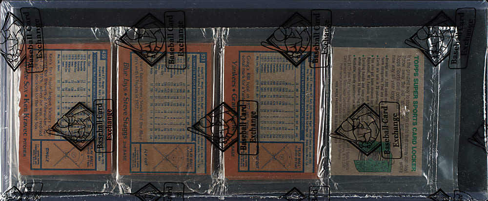 1978 Topps Unopened Rack Pack - Reggie Jackson RB and Joe Torre on Top - BBCE