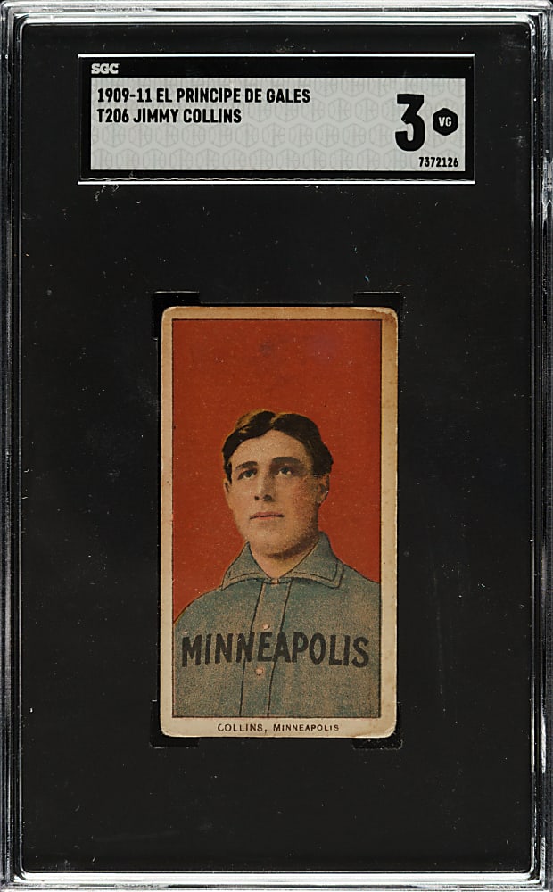 1909-1911 T206 White Border Jimmy Collins SGC VG 3 - El Principe De Gales Back