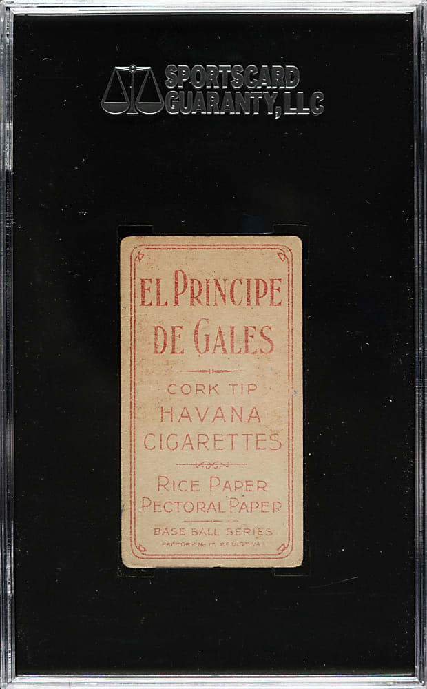 1909-1911 T206 White Border Jimmy Collins SGC VG 3 - El Principe De Gales Back