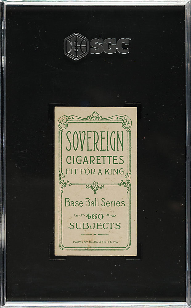 1909-1911 T206 White Border Jimmy Sheckard Glove Showing SGC Authentic - Sovereign 460 Back