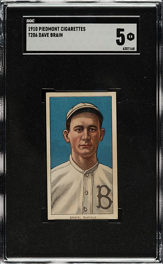 1909-1911 T206 White Border Dave Brain SGC EX 5