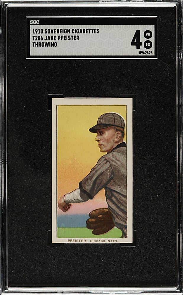 1909-1911 T206 White Border Jake Pfeister Throwing SGC VG/EX 4 - Sovereign 350 Back