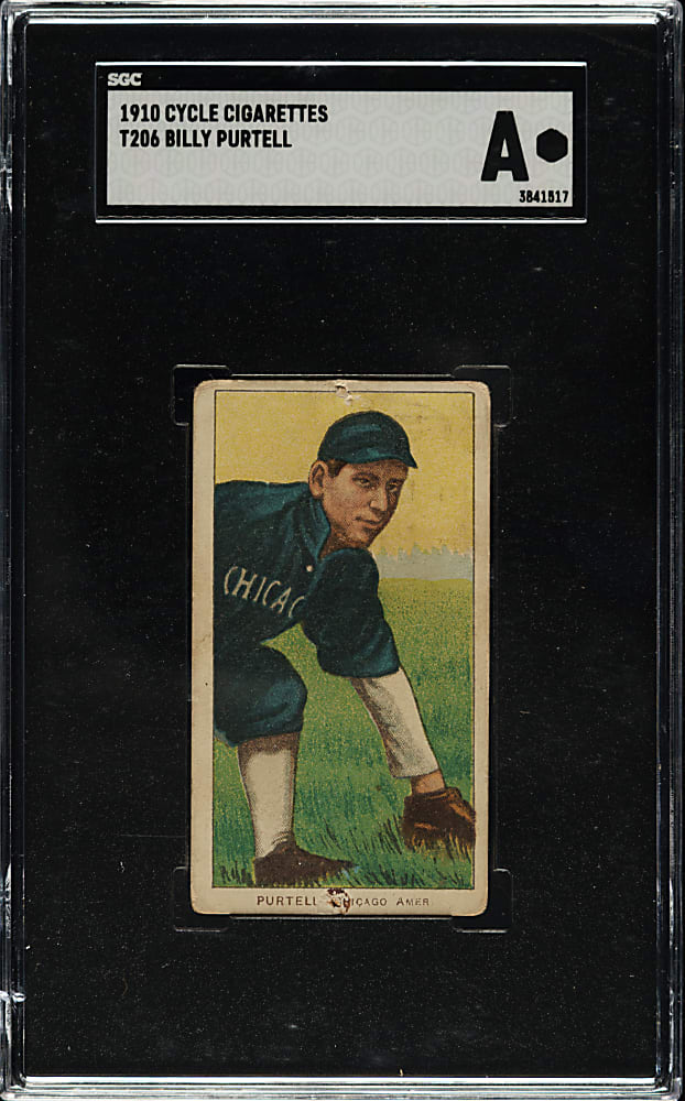 1909-1911 T206 White Border Billy Purtell SGC Authentic - Cycle 350 Back
