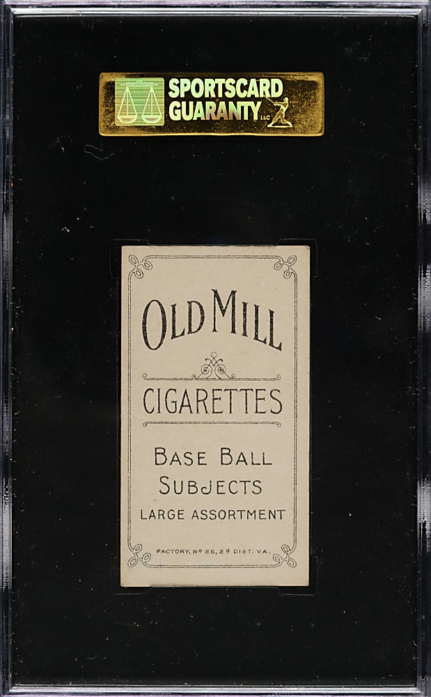 1909-1911 T206 White Border Wildfire Schulte Back View SGC EX+ 70 - Old Mill Back