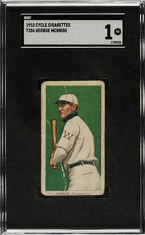 1909-1911 T206 White Border George McBride SGC POOR 1 - Cycle 350 Back