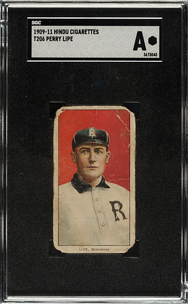1909-1911 T206 White Border Perry Lipe Southern Leaguer SGC Authentic - Brown Hindu Back