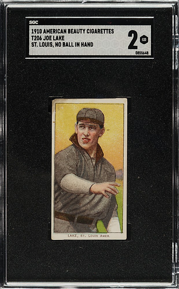 1909-1911 T206 White Border Joe Lake St. Louis, No Ball in Hand SGC GOOD 2 - American Beauty 350 Back