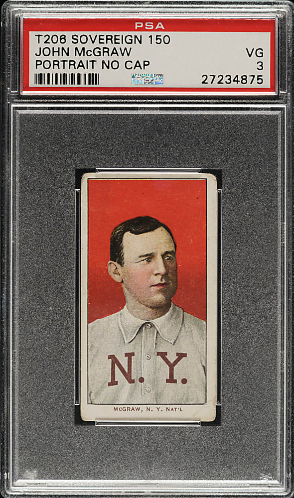 1909-1911 T206 White Border John McGraw Portrait, No Cap PSA VG 3 - Sovereign 150 Back