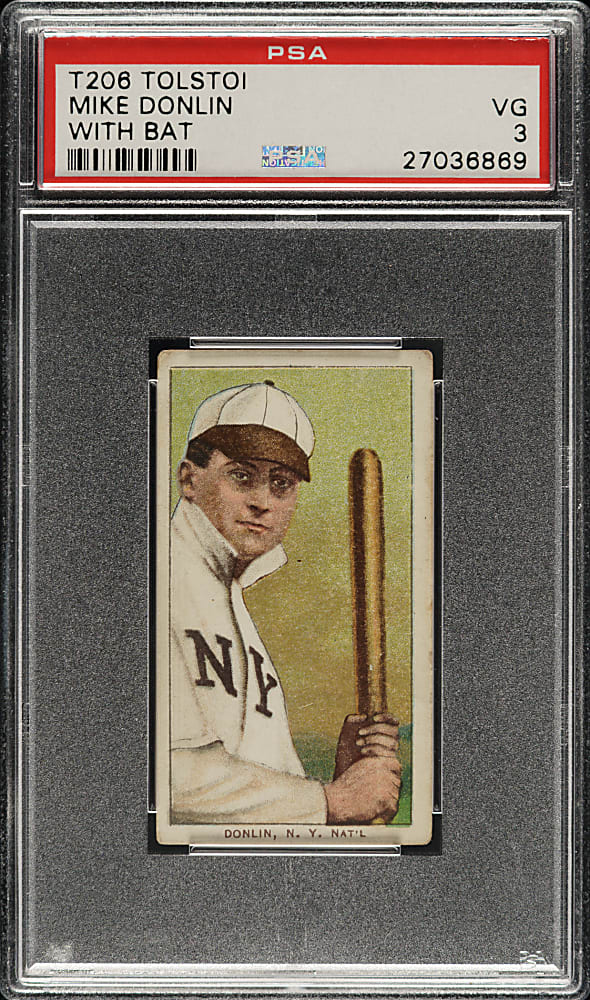 1909-1911 T206 White Border Mike Donlin with Bat PSA VG 3 - Tolstoi Back