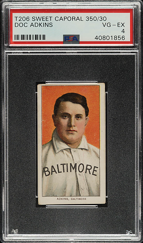1909-1911 T206 White Border Doc Adkins PSA VG-EX 4
