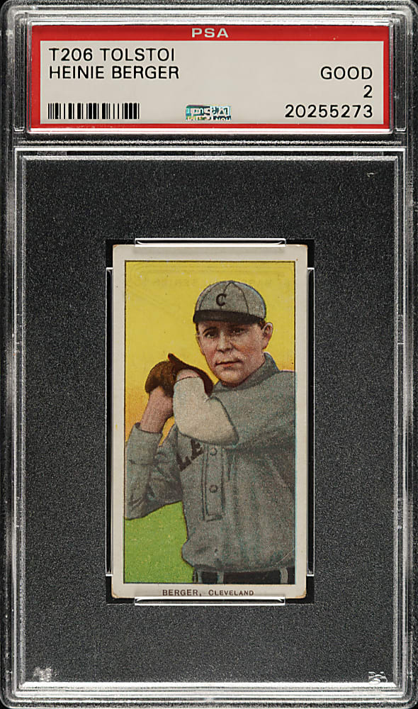 1909-1911 T206 White Border Heinie Berger PSA GOOD 2 - Tolstoi Back