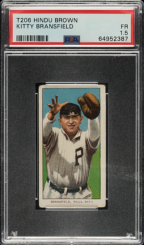 1909-1911 T206 White Border Kitty Bransfield PSA FAIR 1.5 - Brown Hindu Back