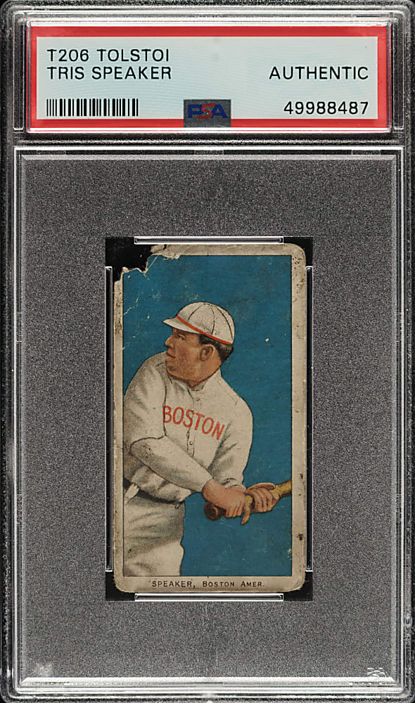 1909-1911 T206 White Border Tris Speaker Rookie PSA Authentic - Tolstoi Back