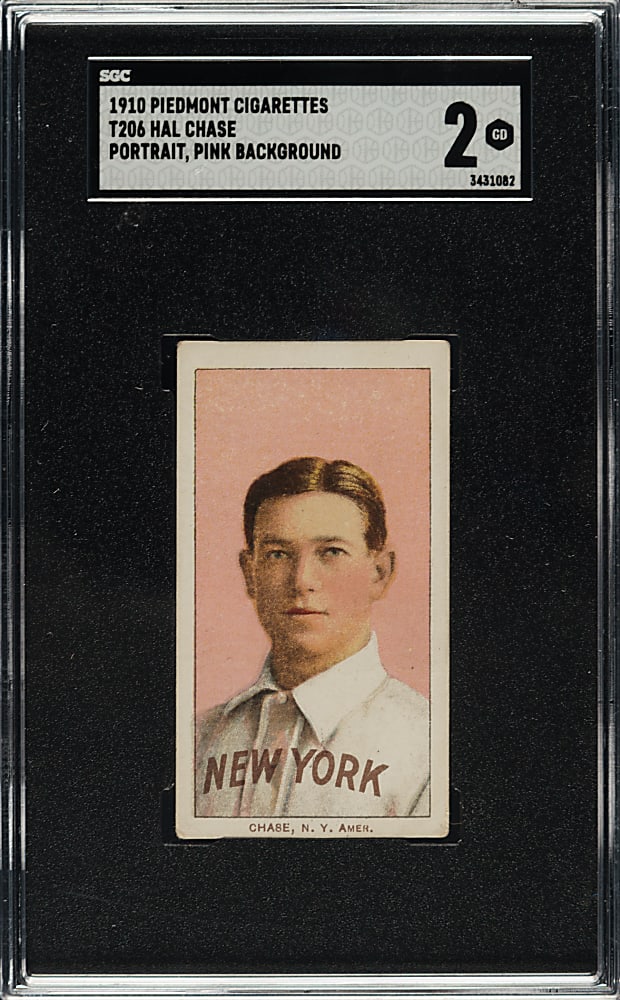1909-1911 T206 White Border Hal Chase Portrait Pink Background SGC GOOD 2