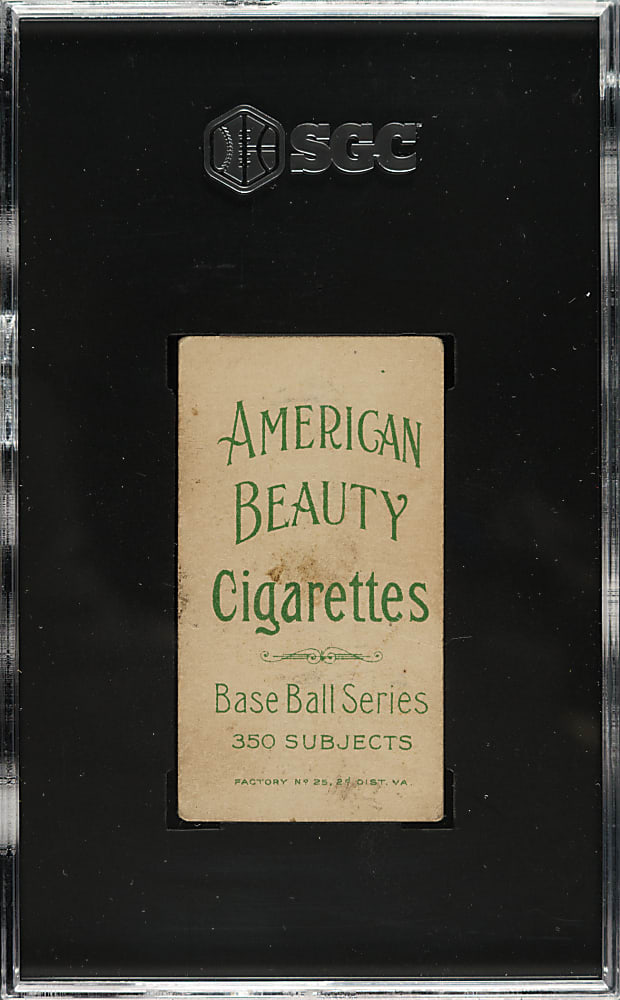 1909-1911 T206 White Border Sam Crawford with Bat SGC VG 3 - American Beauty 350 Back