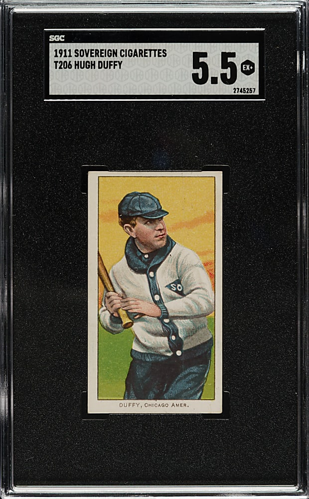 1909-1911 T206 White Border Hugh Duffy SGC EX+ 5.5 - Sovereign 460 Back