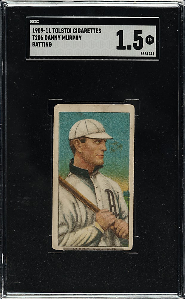 1909-1911 T206 White Border Danny Murphy Batting SGC FAIR 1.5 - Tolstoi Back