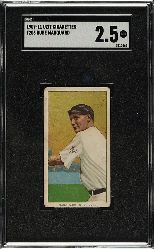 1909-1911 T206 White Border Rube Marquard Follow-Through SGC GOOD+ 2.5 - Uzit Back