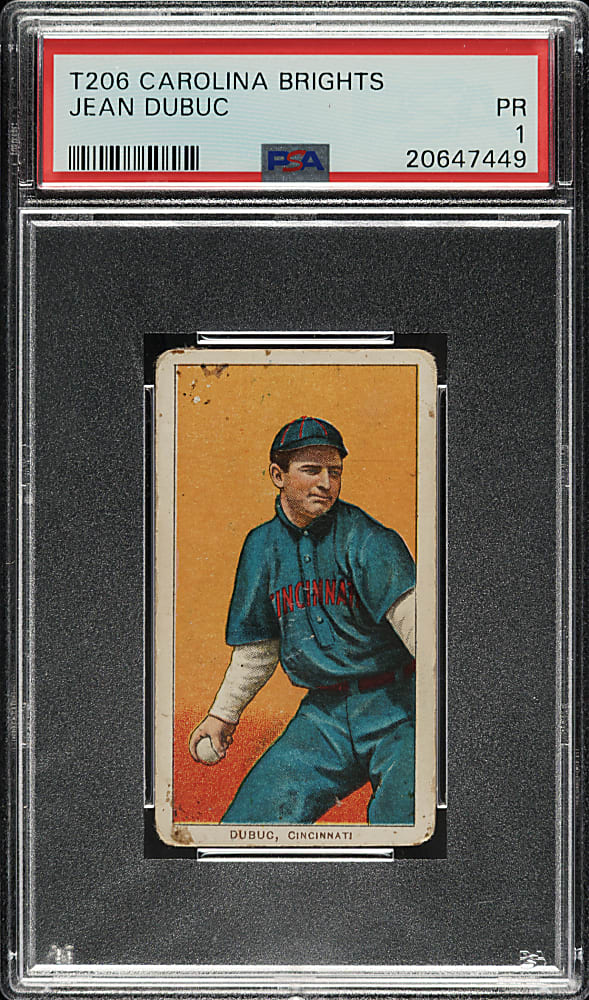 1909-1911 T206 White Border Jean Dubuc PSA POOR 1 - Carolina Brights Back
