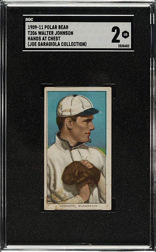 1909-1911 T206 White Border Walter Johnson Hands at Chest SGC GOOD 2 - Polar Bear Back (Joe Garagiola Collection)