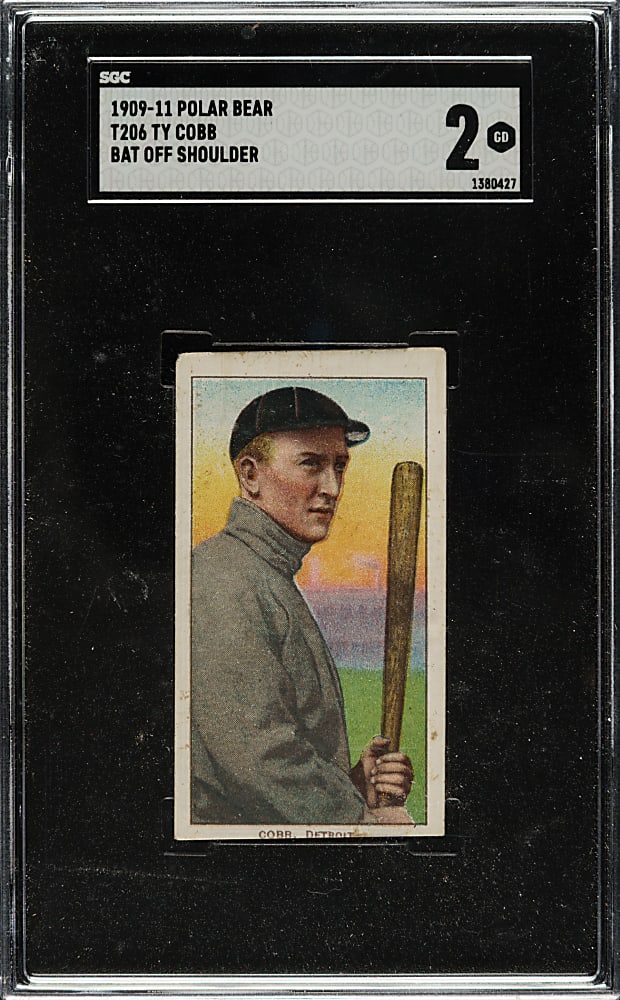 1909-1911 T206 White Border Ty Cobb Bat Off Shoulder SGC GOOD 2 - Polar Bear Back