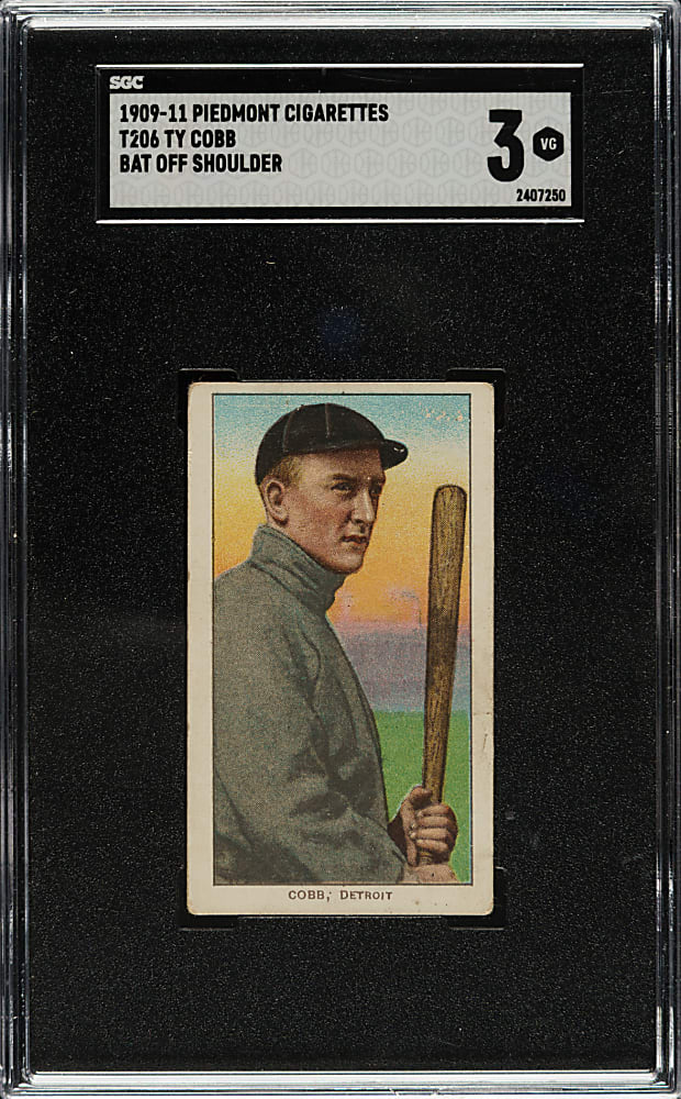1909-1911 T206 White Border Ty Cobb Bat Off Shoulder SGC VG 3