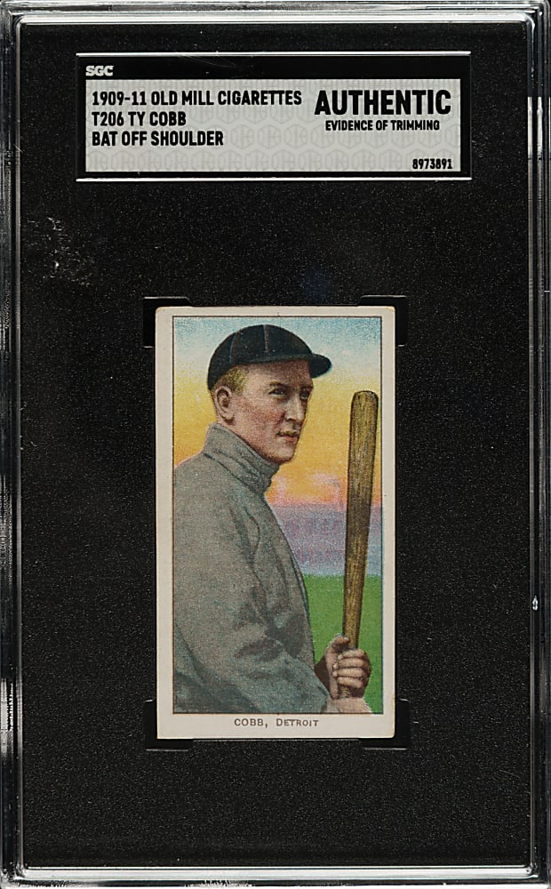 1909-1911 T206 White Border Ty Cobb Bat Off Shoulder SGC Authentic - Old Mill Back