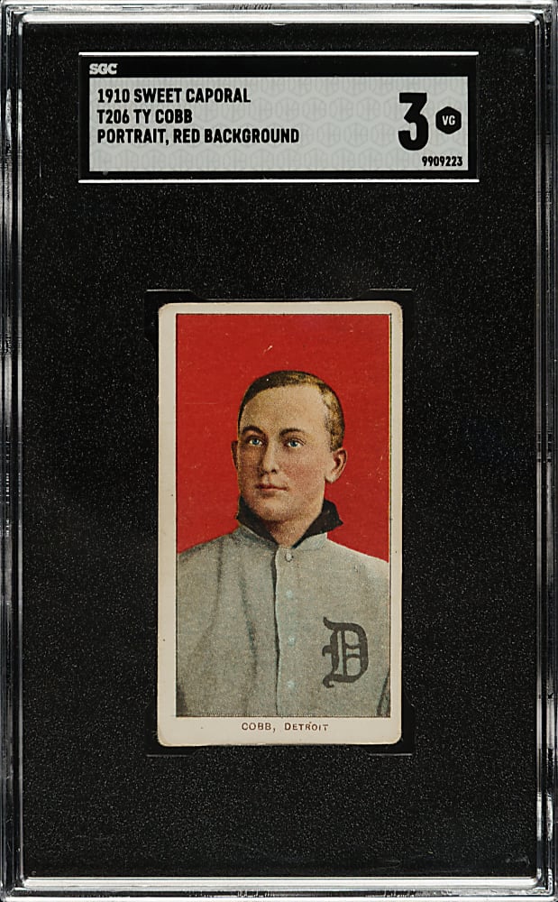 1909-1911 T206 White Border Ty Cobb Portrait Red Background SGC VG 3